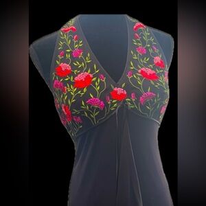 Elegant Black Floral Embroidered Dress